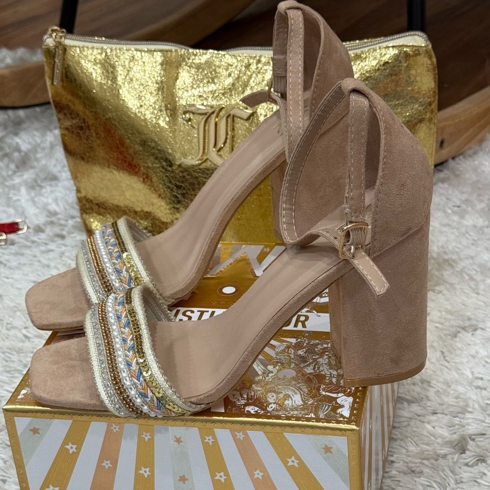 Yoki Block Heel Sandals – Size 8 – Beaded Detail